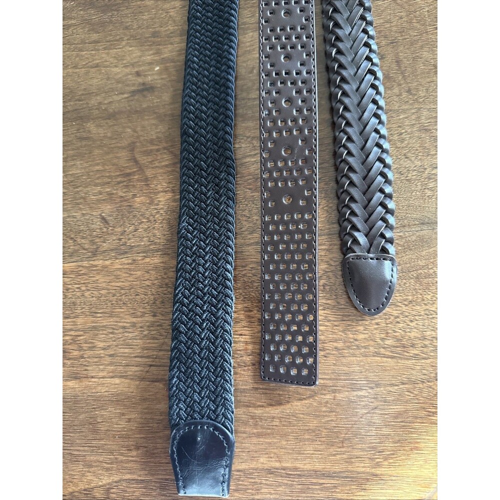 Lot Of 3 Men’s Belts Size 34 All Adjustable 2 Brown Leather Excellent Condition - Picture 3 of 3
